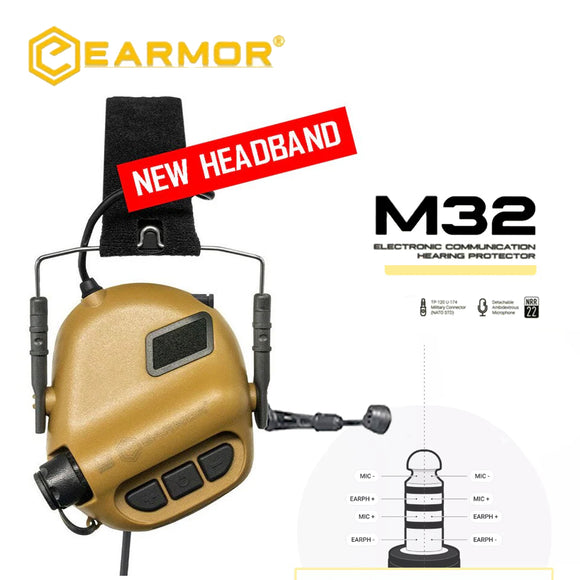 EARMOR M32 MOD4 Headset Aviation Communication Hearing Protector-Coyote Brown