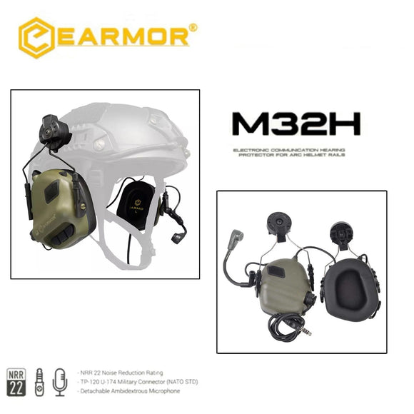 OPSMEN Earmor Tactical Headset M32H Noise Canceling Headphone with Helmet Rail Adapter Set